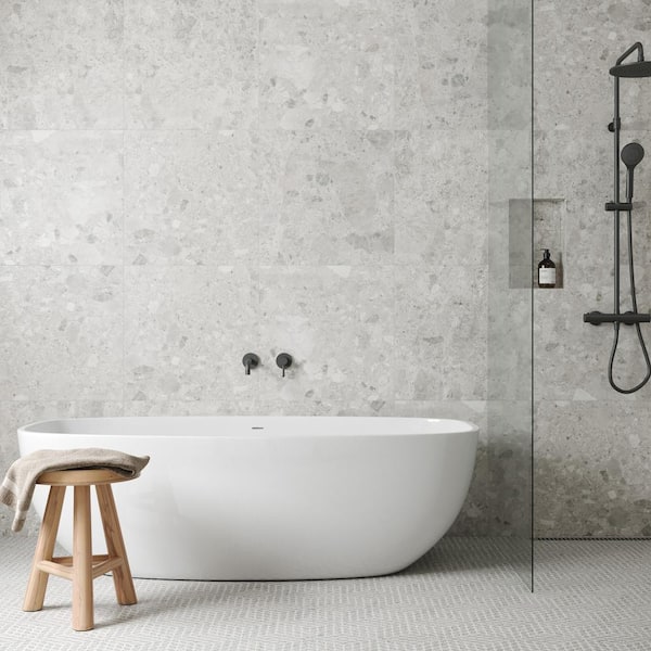 Frammenta Square 24 in. x 24 in. Light Grey Porcelain Floor Tile (15.72 sq. ft./Case)