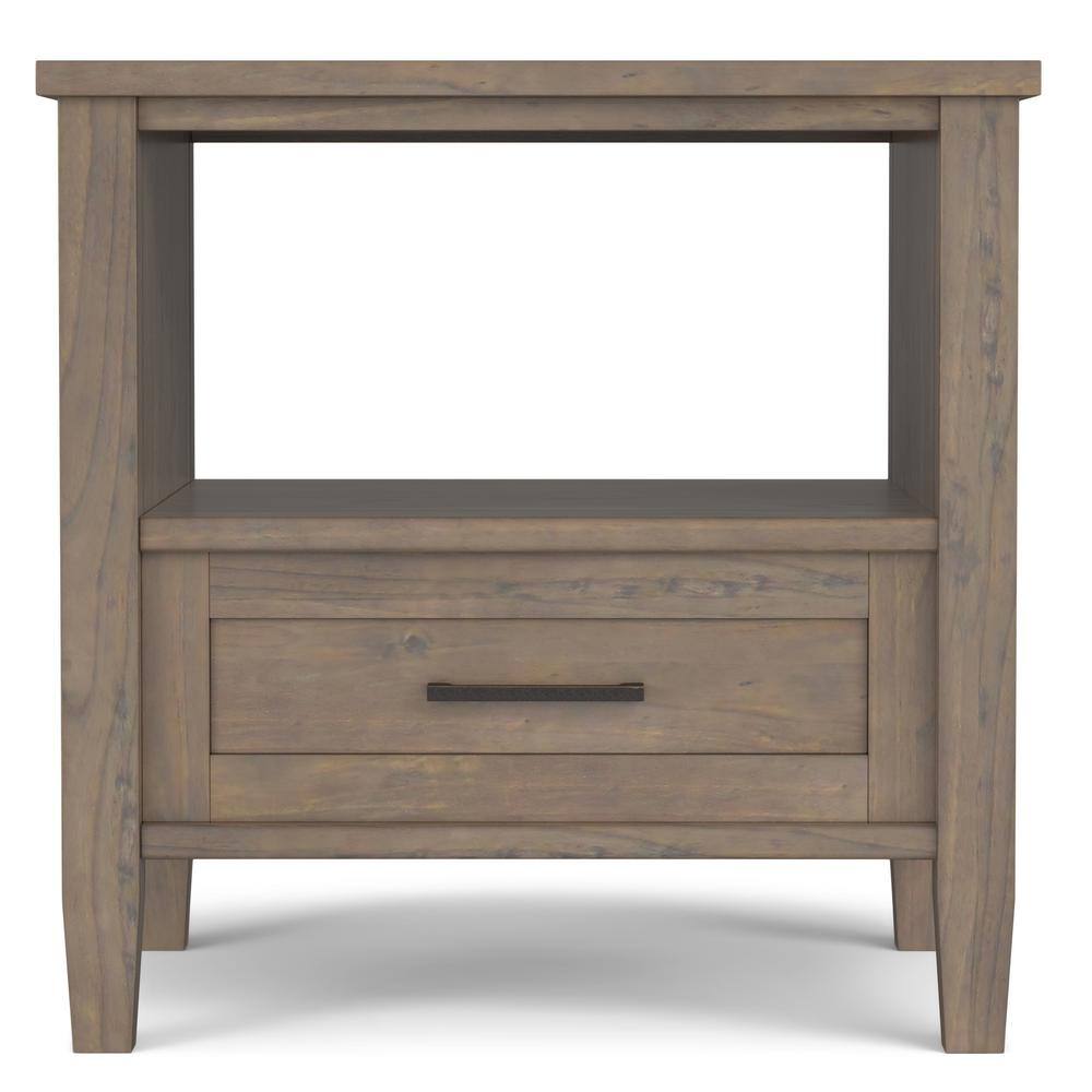 Smoky Brown Solid Wood End Table with Storage Drawer