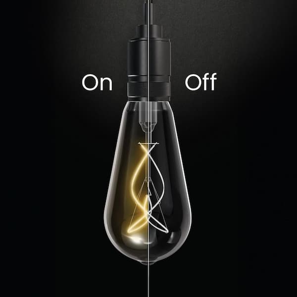 60W Equiv. ST19 Dim. Knot White Filament Clear Glass E26 Vintage Edison LED Straight Tapered Light Bulb Soft White 2-PK