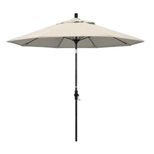 9 ft. Fiberglass Market Collar Tilt M Black Patio Umbrella in Antique Beige Olefin