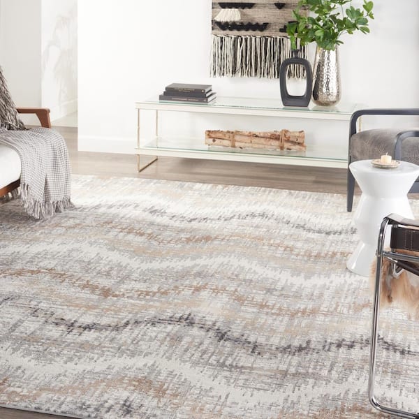 Elation Grey Ivory 8 ft. x 10 ft. All-Over Design Contemporary Area Rug