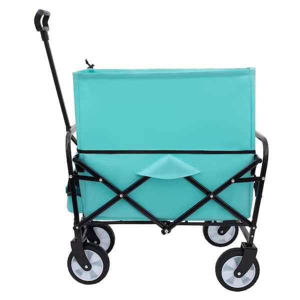 maocao hoom Foldable Wagon Cart with Strapping System Beach Wagon Cart Utility Wagon Grocery Cart Supports 225 lbs. Serving Cart