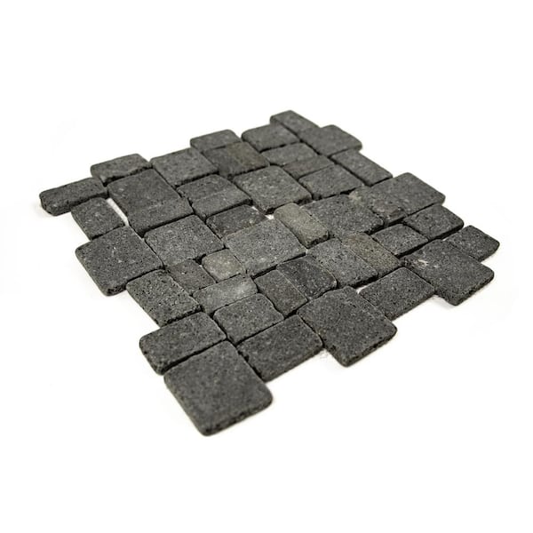 Block Mosaic Tile Sample Color Black 4 in. x 6 in.