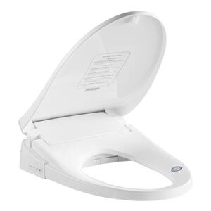 Electric Smart Bidet Toilets Seat for Elongated Toilets in White with Heated Seat, LED Nightlight, Remote Control