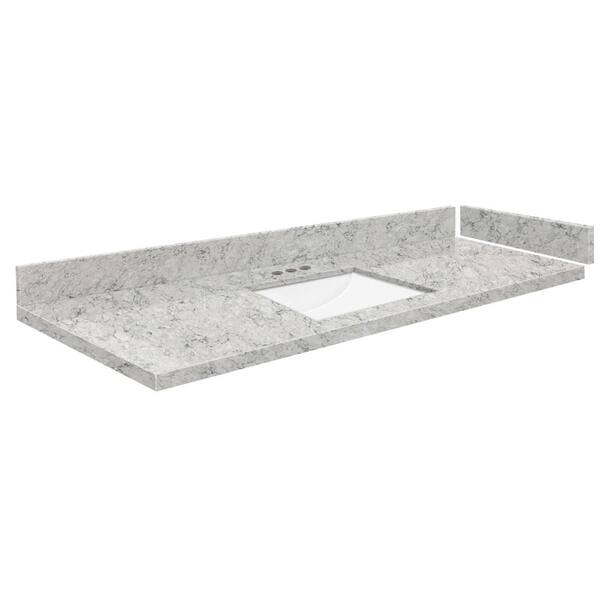 Transolid Silestone 58.5 in. W x 22.25 in. D Quartz White Rectangular Single Sink Vanity Top in Pietra
