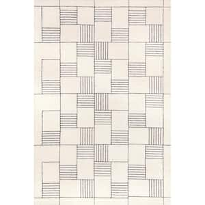 Danika Ivory 3 ft. x 5 ft. Abstract Checkered Wool Area Rug