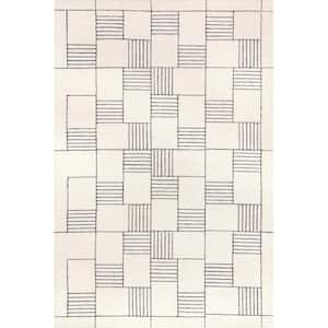 Danika Abstract Checkered Wool Ivory 8 ft. x 10 ft. Modern Area Rug