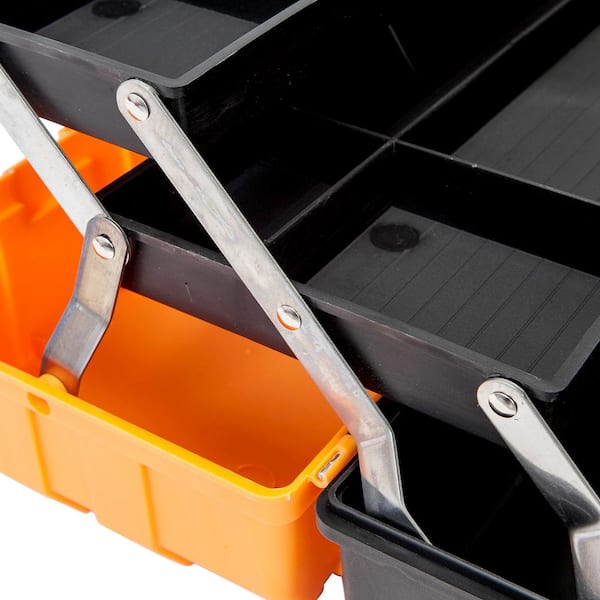Portable Tool Box, Folding Tool Storage Box Rivet Fixing 2 Layers 3 Trays  Shockproof Large Capacity for Industrial Part Sorting (350 Type)