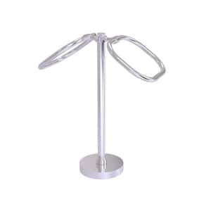 Freestanding 2-Ring Oval Towel Ring in Satin Chrome