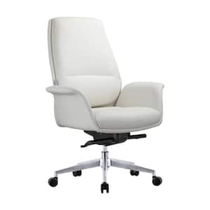 Summit Mid-Century Modern Faux Leather Conference Office Chair with Swivel and Tilt White