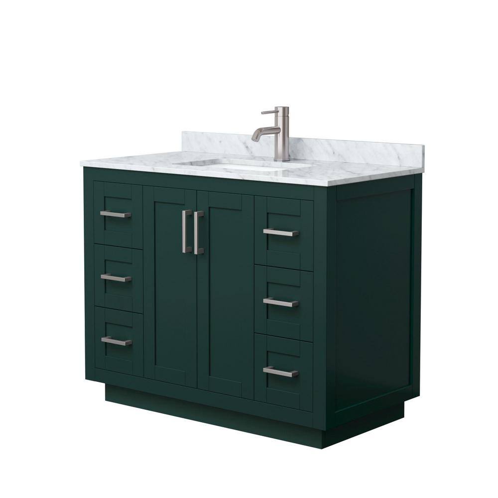 Miranda Green 42'' Freestanding Bathroom Vanity with White Carrara Marble Top