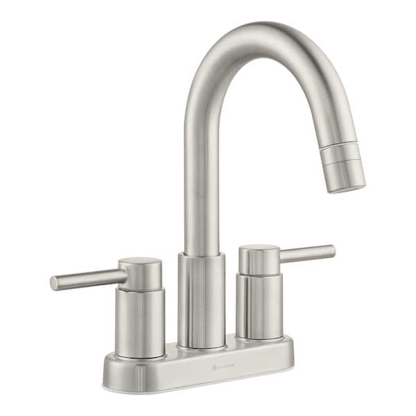 Glacier Bay Dorind 4 in. Centerset Double-Handle Pull Down Bathroom Faucet in Brushed Nickel