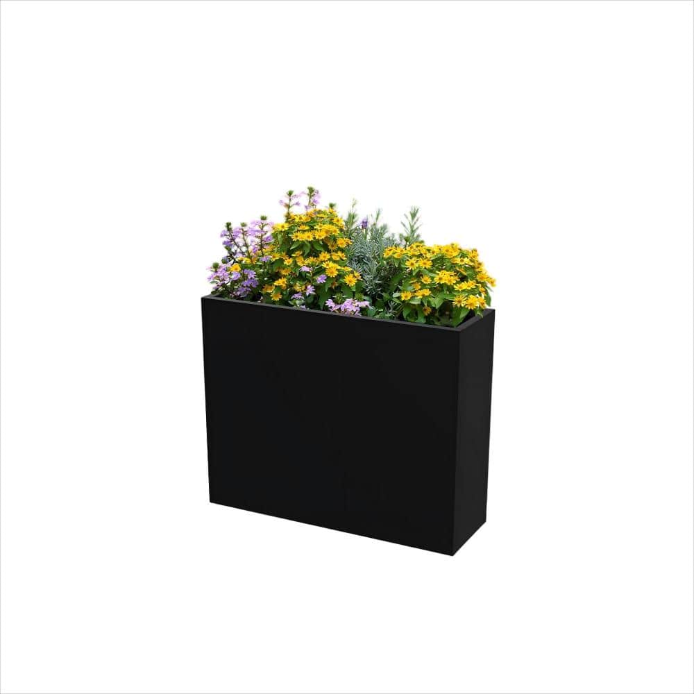 24 in. H x 30 in. L Black Metal Rectangular Planter Box (2-Pack) price history on PriceWatchPro