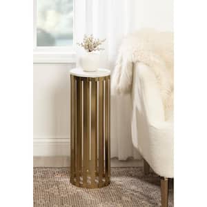 Paynter 8.5 in. Gold Round Marble End Table