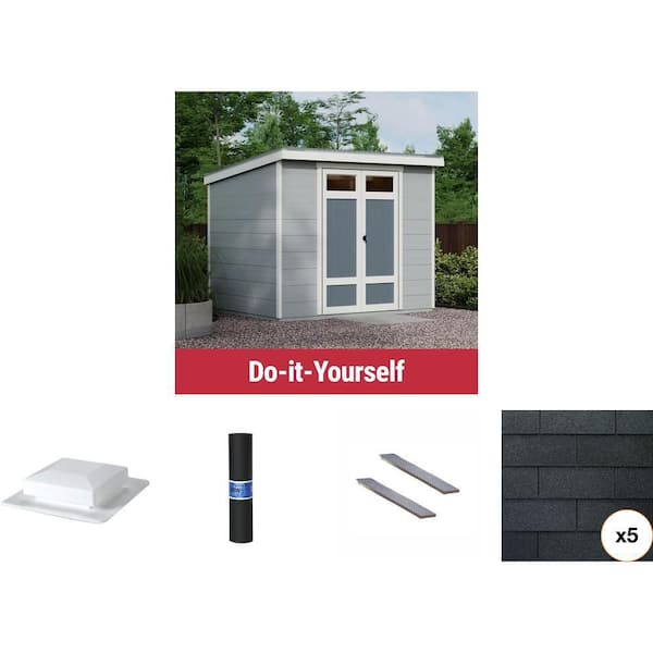 Metal Ramps, Roofing Shingles (33.33 sq. ft.), Shed (8 ft. x 6 ft.), Felt Roof (216 sq. ft.) & Skylight Combo