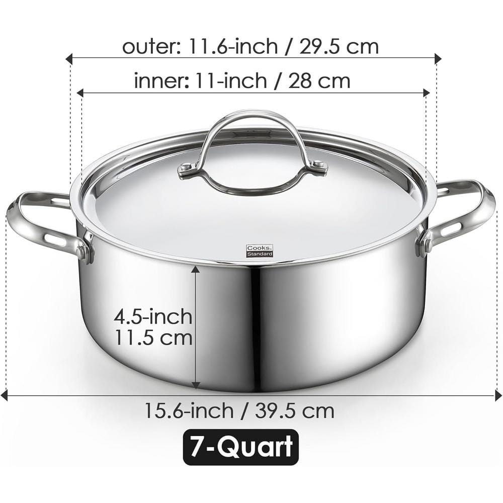 7-Quart Stainless Steel Multi-Ply Clad Stock Pot with Lid