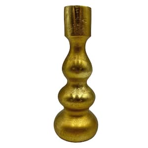 Gold 7 in. x 2.5 in. Aluminum Decorative Bubble Metal Candle Holder