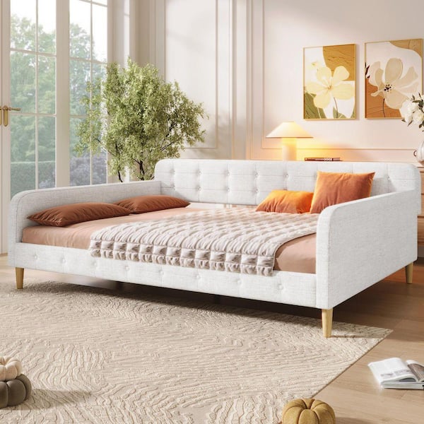 Beige Queen Daybed with 4 Support Legs