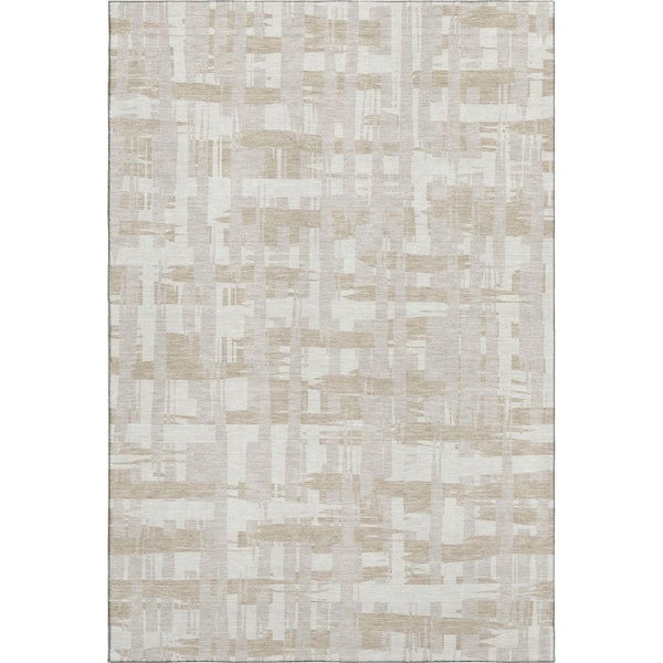 Mayfield Premium Machine Washable Abstract AMF1849 Ivory 9 ft. x 12 ft. Area Rug
