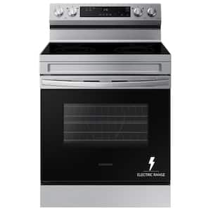 30 in. 4-Burner Element Smart Freestanding Electric Range in Stainless Steel with Steam Clean