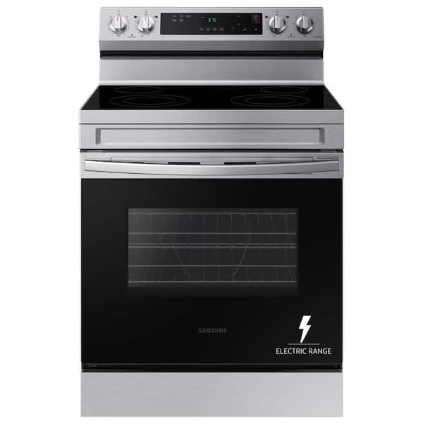 30 in. 4-Burner Element Smart Freestanding Electric Range in Stainless Steel with Steam Clean