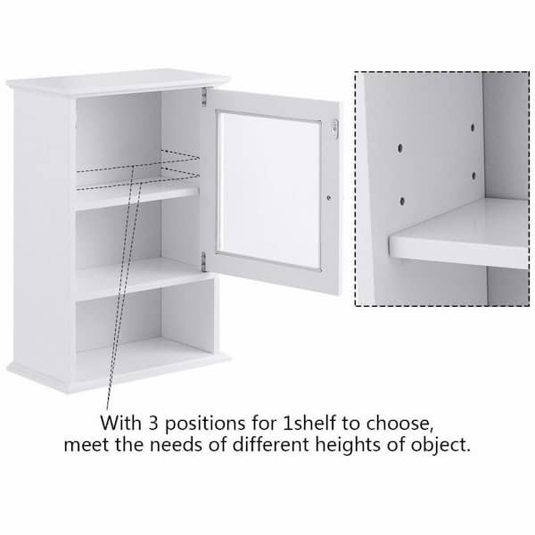 Bunpeony 14 in. W x 7 in. D x 20 in. H White Adjustable Hanging Bathroom Storage Wall Cabinet