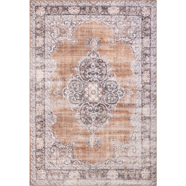 Well Woven Nile Tarifa Vintage Bohemian Medallion Floral Border Rust 3 ft. 9 in. x 5 ft. 7 in. Area Rug