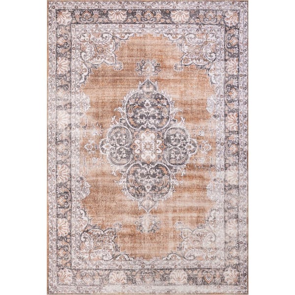 Well Woven Nile Tarifa Vintage Bohemian Medallion Floral Border Rust 5 ft. x 7 ft. Area Rug