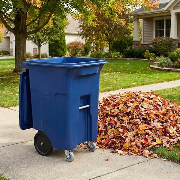 Toter 64 Gal. Blue Trash Can with Wheels and Lid (2 caster wheels