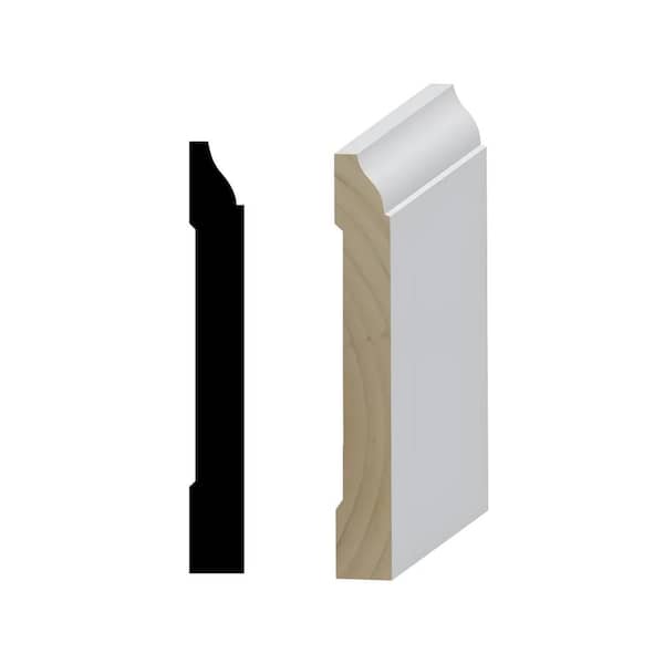 RESO RMB 620 9/16 in. D x 4-1/4 in. W x 96 in. L Primed Finger-Joined Pine Baseboard Molding 3-Piece 24 ft. Total
