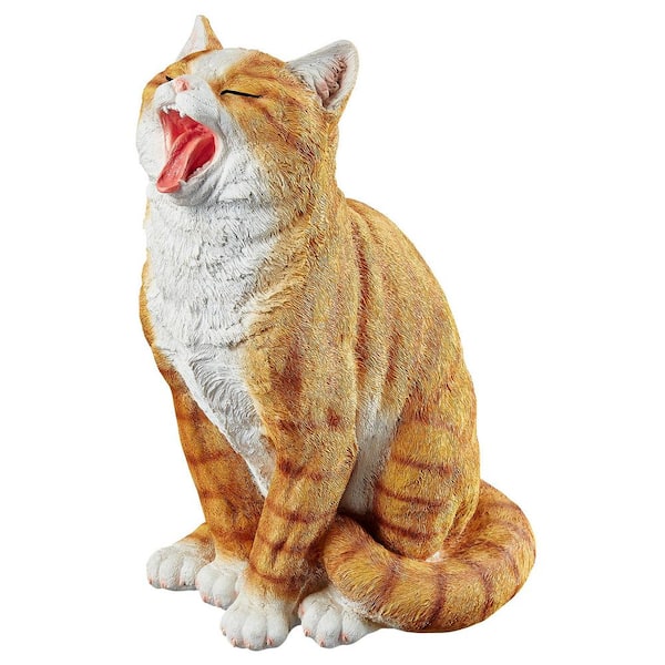 Design Toscano 12 in. H Lazy Daze Kitty Yawning Cat Statue