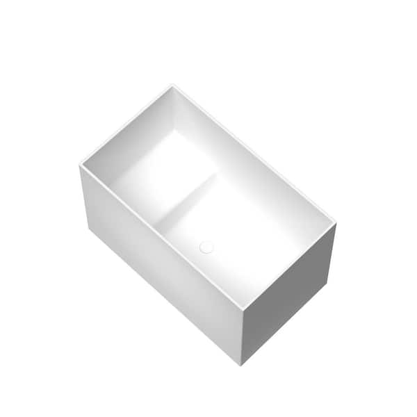 47 in. x 27.56 in. Freestanding Solid Surface Soaking Bathtub with White Drain in White Repairable Easy to Maintain