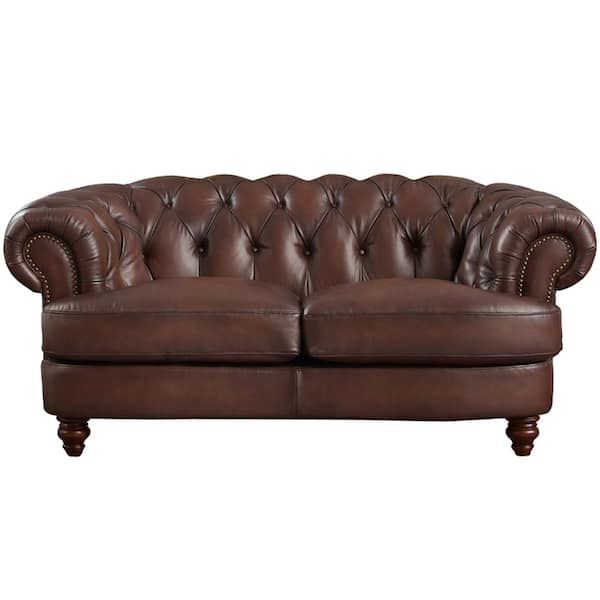 Hydeline Brookfield Cinnamon Brown Top Grain Leather Arm Chair with Removable Cushion