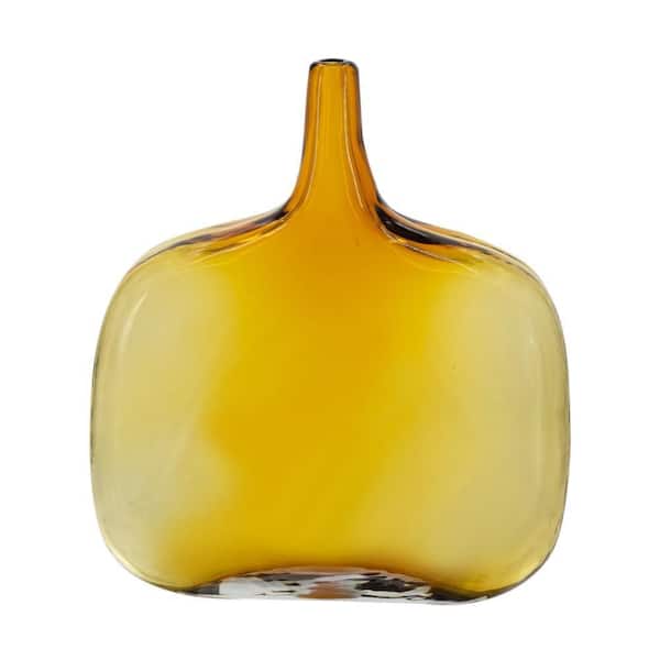 A & B Home Diana Handcrafted Glass Table Vase 11 in. Yellow
