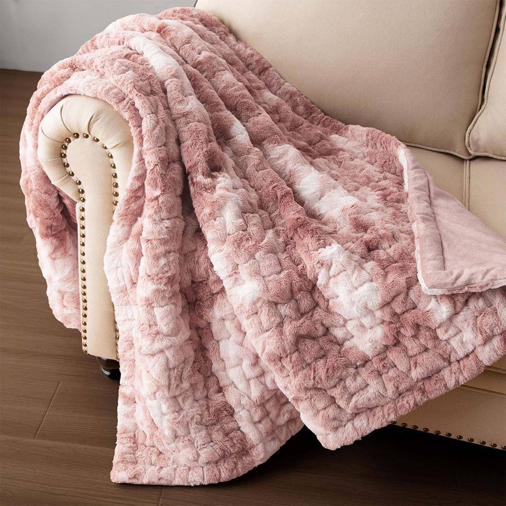 Polyester Throw Blanket, Rushed Cozy Fuzzy Throw Blankets, Beige Tie-dye Bl