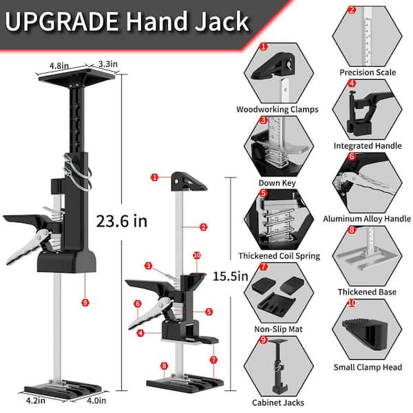 Laybus 23.6 in. Black Stainless Steels Jack Post, Cabinet Jacks (2