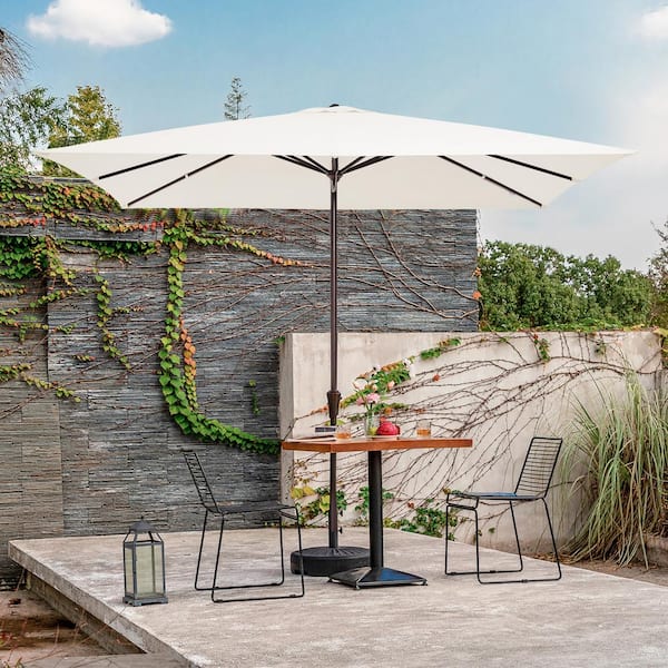 8 ft. x 10 ft. Steel Rectangular Market Umbrella in White