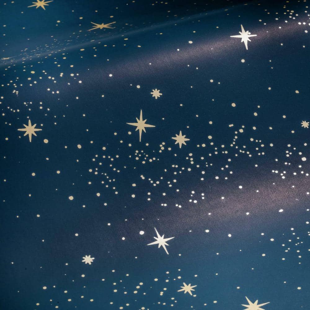 Navy and Gold Starry Night Peel and Stick Wallpaper Roll