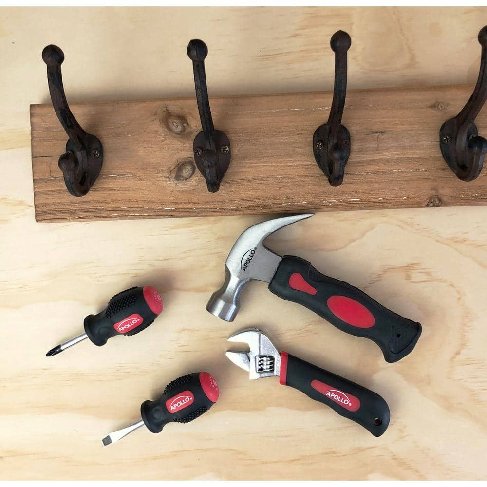 Compact Red and Black 4-Piece Stubby Tool Set