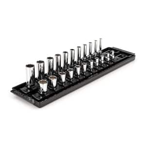 1/4 in. Drive 12-Point Socket Set with Rails (5/32 in.-9/16 in.) (22-Piece)