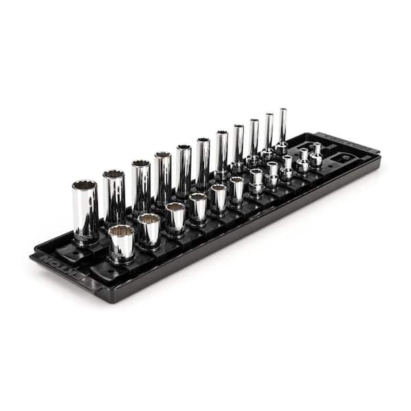 TEKTON 1/4 in. Drive 12-Point Socket Set with Rails (5/32 in.-9/16 in.) (22-Piece)