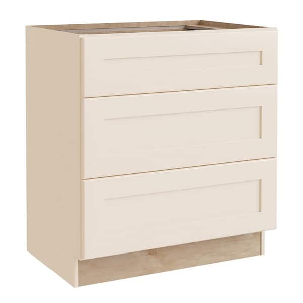 Newport 24 in. W x 24 in. D x 34.5 in. H Assembled Plywood Drawer Base Kitchen Cabinet in Blended Cream with Soft Close