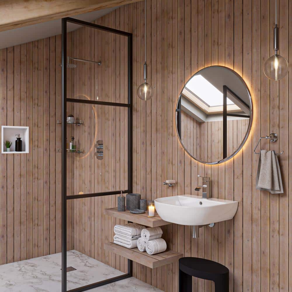 Polished Chrome Wall-Mounted Round Knob Thermostatic Shower Mixer