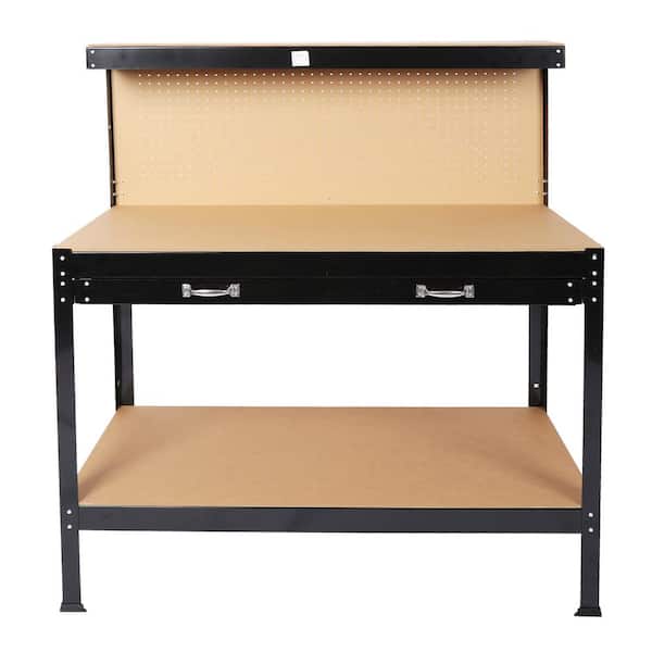 myhomore 45.3 in. W Black Metal Outdoor Bench