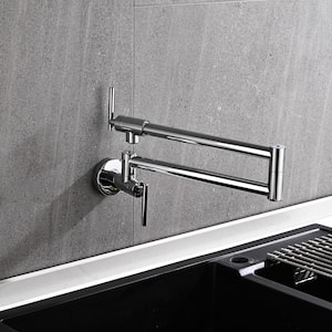 Wall Mount Pot Filler Faucet Double-Handle in Chrome