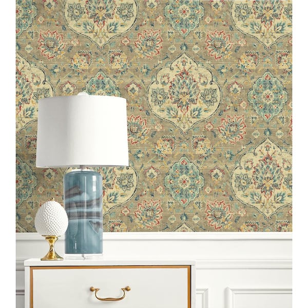 Caspian Taupe Floral Vinyl Peel and Stick Wallpaper Roll ( Covers 30.75 sq. ft. )