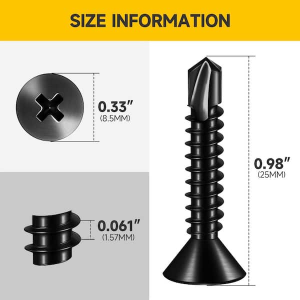 #8 x 1 in. Black Oxide 410 Stainless Steel Phillips Flat Head Self Drilling Sheet Metal Screws (300-Pack)