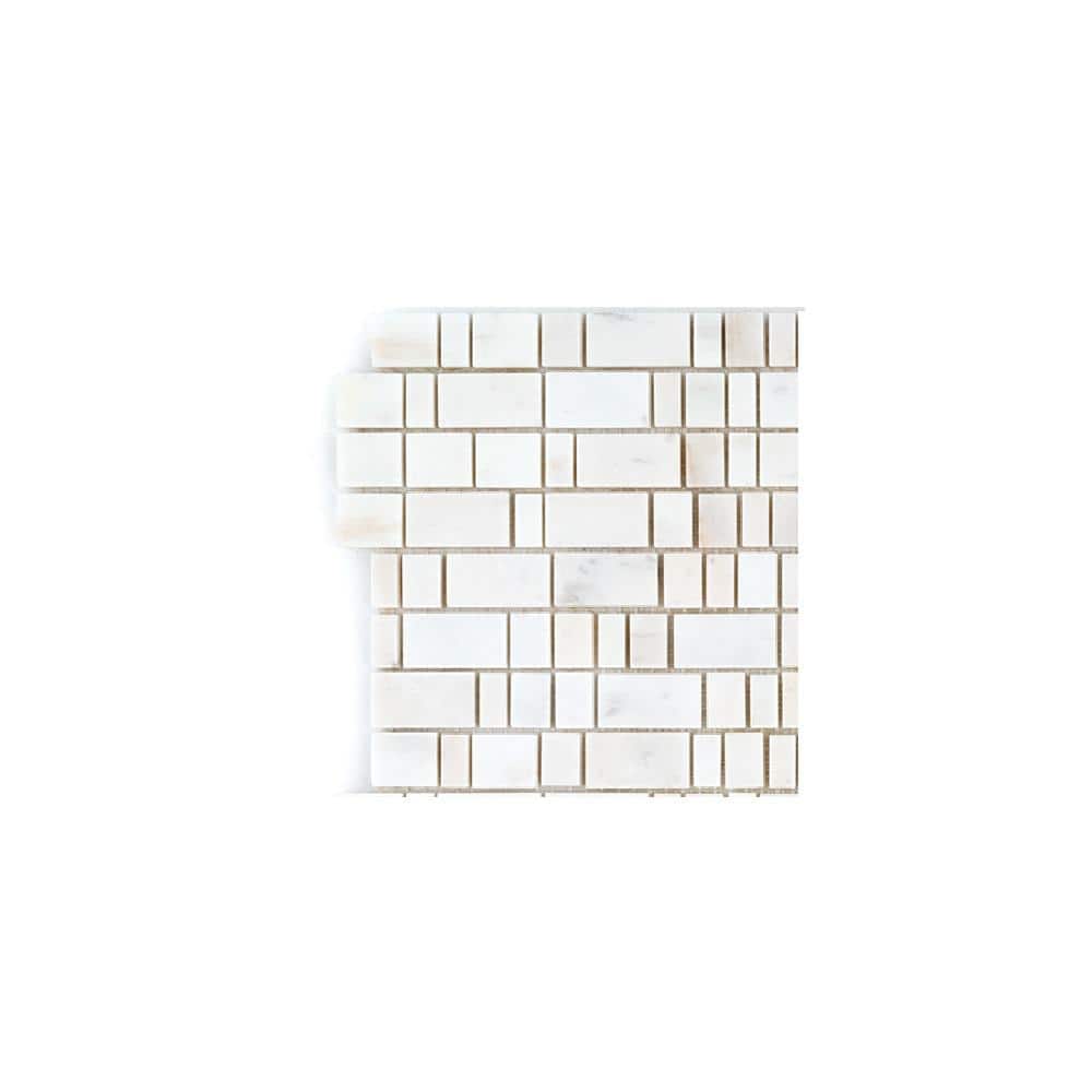 Take Home Tile Sample - Strata Sunrise White 4 in. x 4 in. Rectangle Honed Marble Wall and Floor Mosaic Tile price history on PriceWatchPro