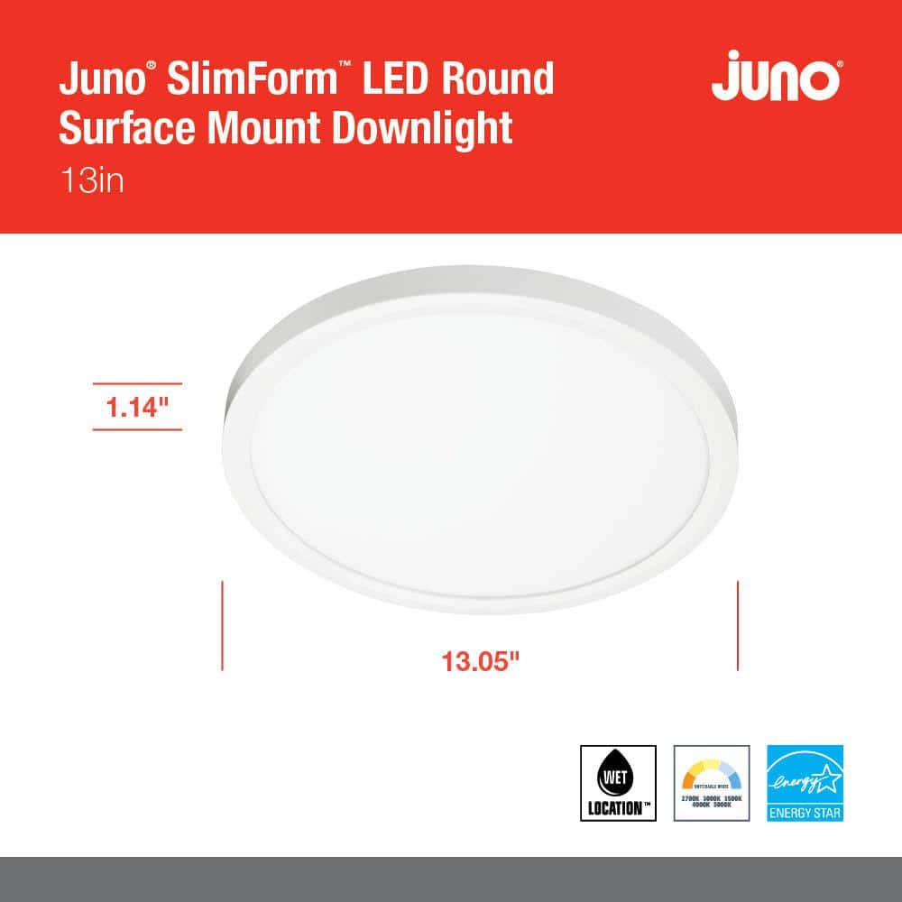 Juno 13" White LED Surface Mount Downlight with Switchable Color Temperature