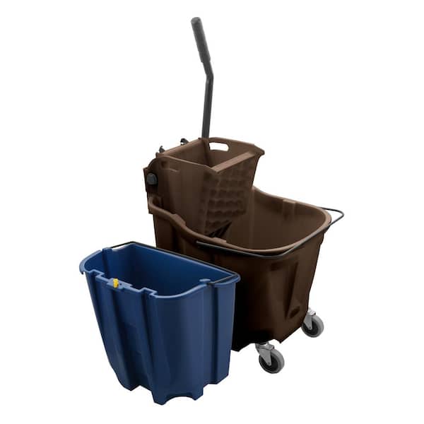 Carlisle 9690401 35 qt Mop Bucket Combo - Side Press Wringer, Soiled Water Insert, Polypropylene, Brown